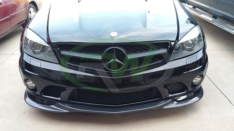 RW-Carbon-Fiber-Godhand-Front-Lip-Spoiler-Mercedes-C63-AMG-W204-Black-3