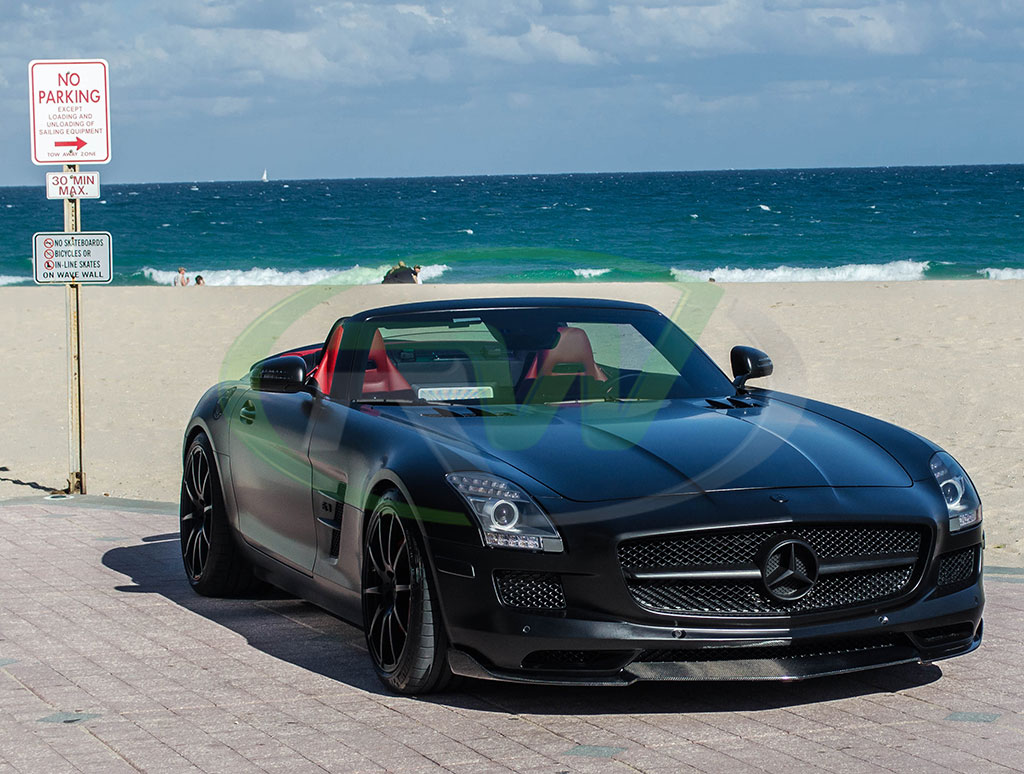 RW-Carbon-Fiber-Renn-Style-Front-Lip-Mercedes-SLS-AMG-Black-2
