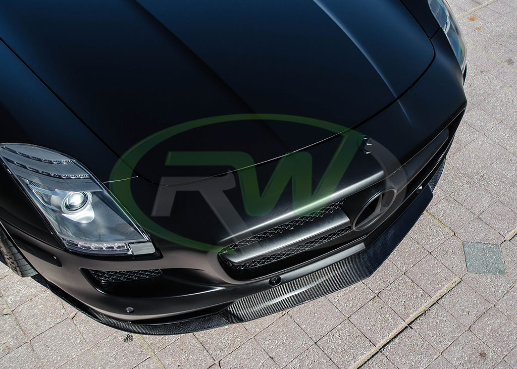RW-Carbon-Fiber-Renn-Style-Front-Lip-Mercedes-SLS-AMG-Black-3