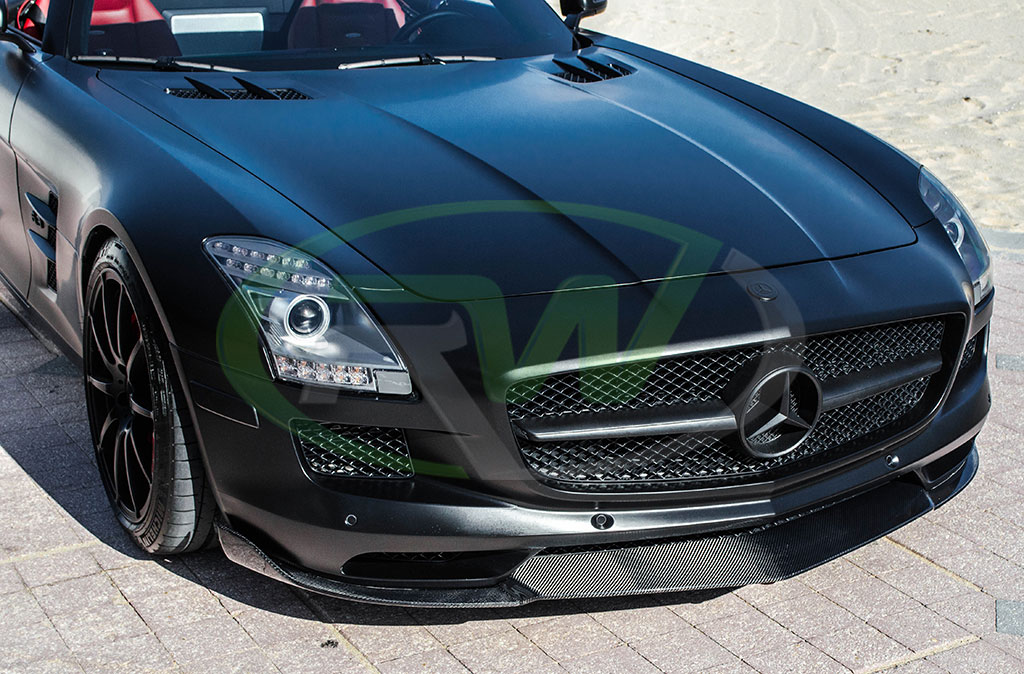RW-Carbon-Fiber-Renn-Style-Front-Lip-Mercedes-SLS-AMG-Black-5